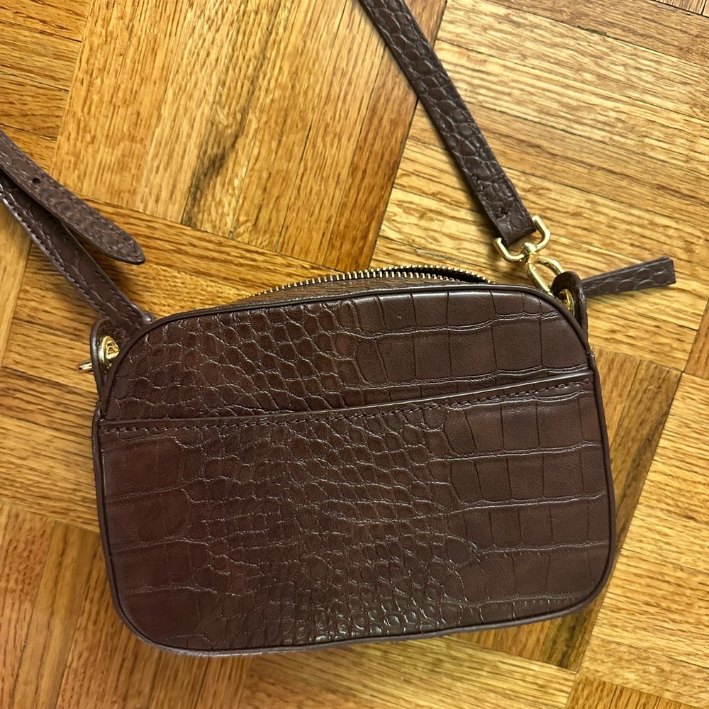 Mango Brown Crocodile Faux Leather Crossbody Bag